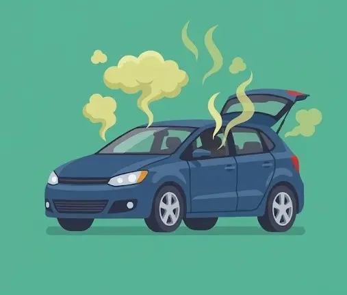 Neprijatni mirisi izlaze iz plavog automobila